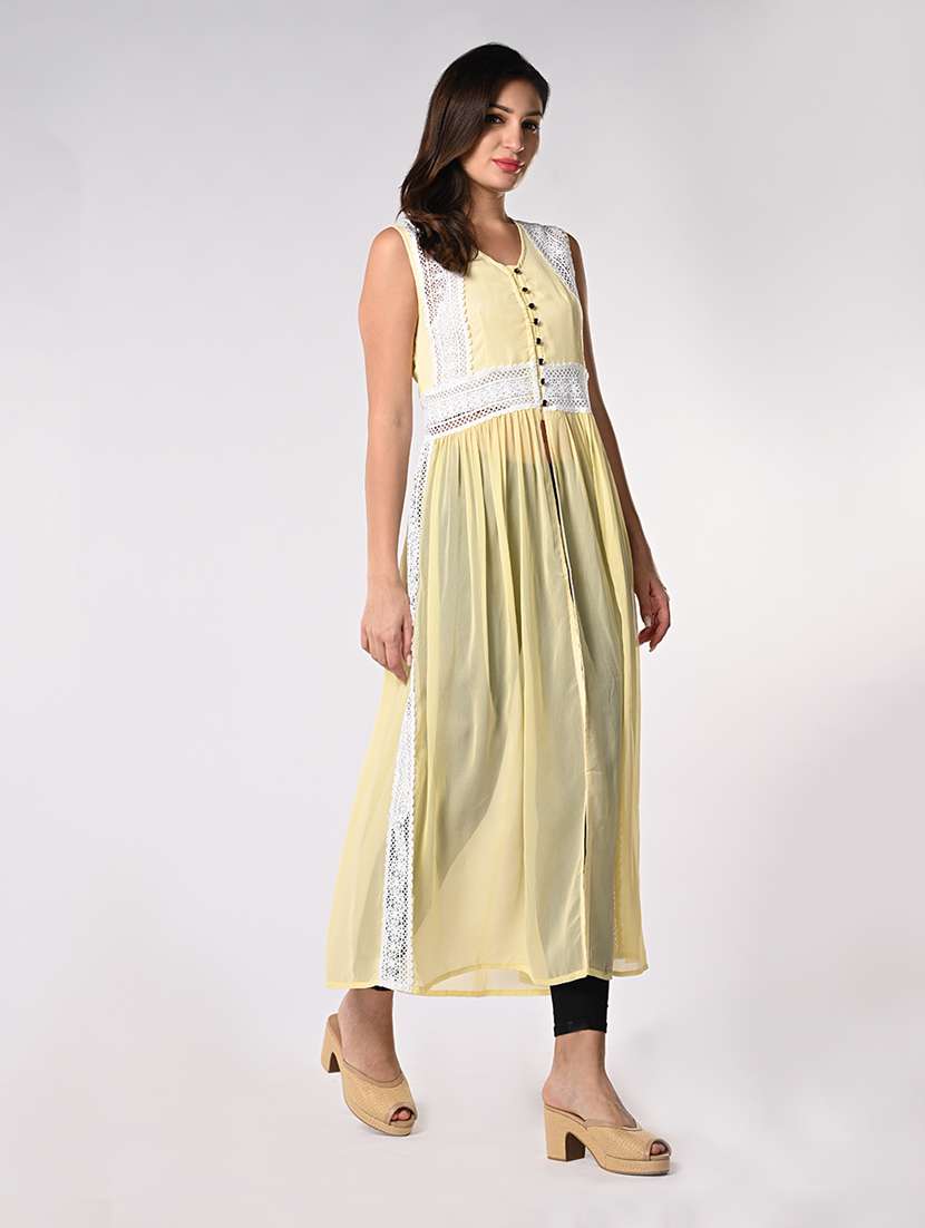 women lace detailed sleeveless front slit tunic - 21840226 -  Standard Image - 2