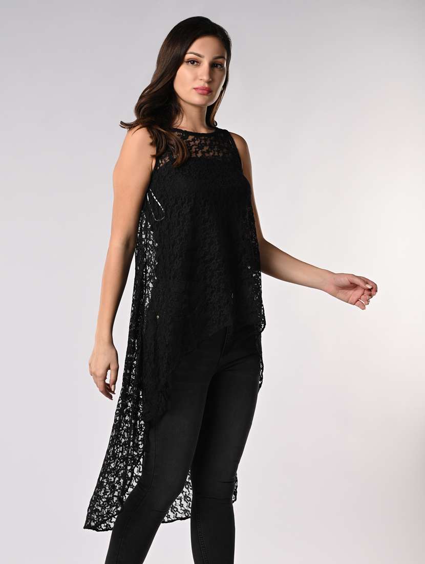 women laced sleeveless high-low top - 21840228 -  Standard Image - 2