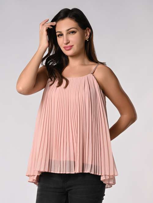 women solid shoulder strap a-line top - 21840233 - Standard Image - 0