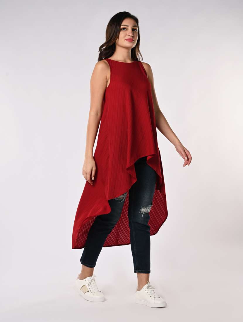 women solid sleeveless high-low top - 21840237 -  Standard Image - 2