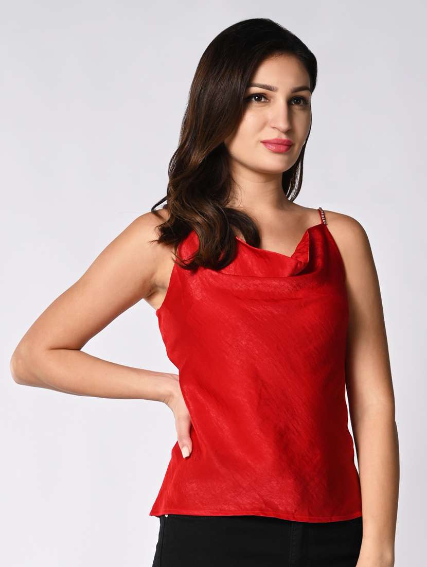 women solid cowl neck regular top - 21840239 - Standard Image - 2