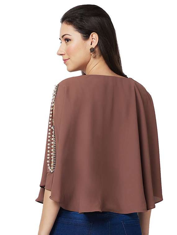 women embellished boat neck regular top - 21840257 - Standard Image - 2
