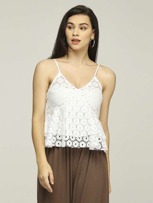 women shoulder strap peplum lace top - 21840281 -  Standard Image - 0