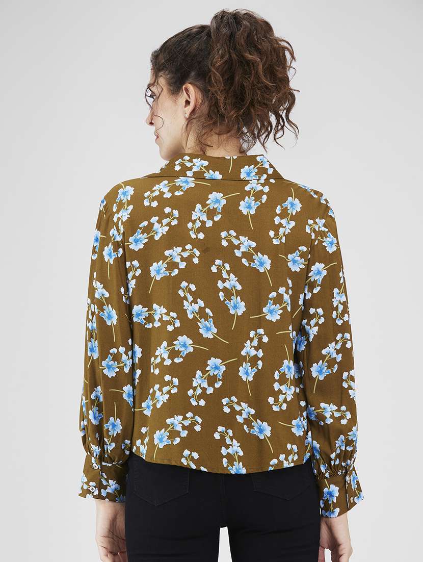 women floral print puff sleeves regular top - 21840295 - Standard Image - 2