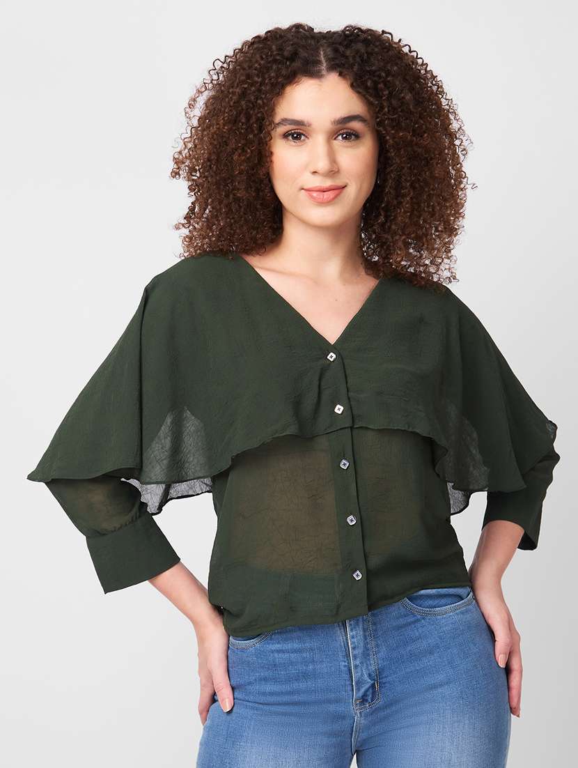 women solid long sleeves regular top