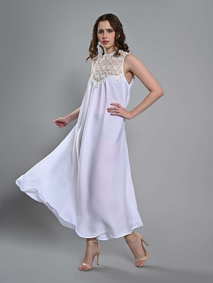 women lace detailed sleeveless fit & flare dress - 21840332 -  Zoom Image - 0