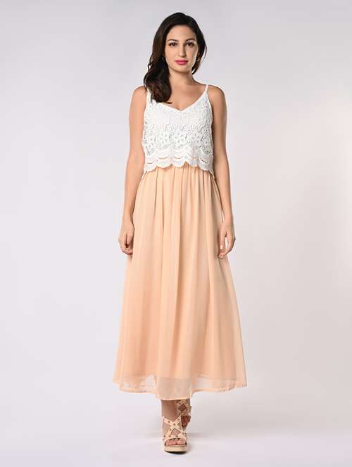 women lace detailed sleeveless fit & flare dress - 21840346 - Standard Image - 0