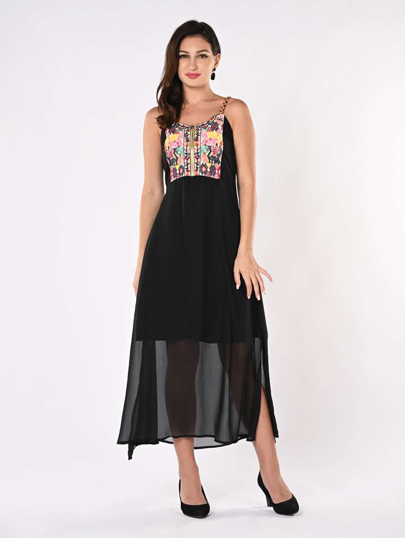 women embroidered shoulder strap a-line dress - 21840350 -  Zoom Image - 0