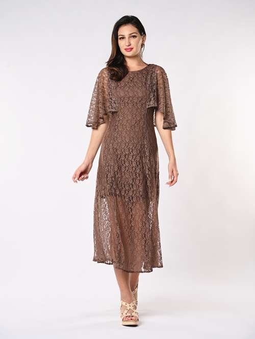 women laced flared sleeves fit & flare dress - 21840357 - Standard Image - 0