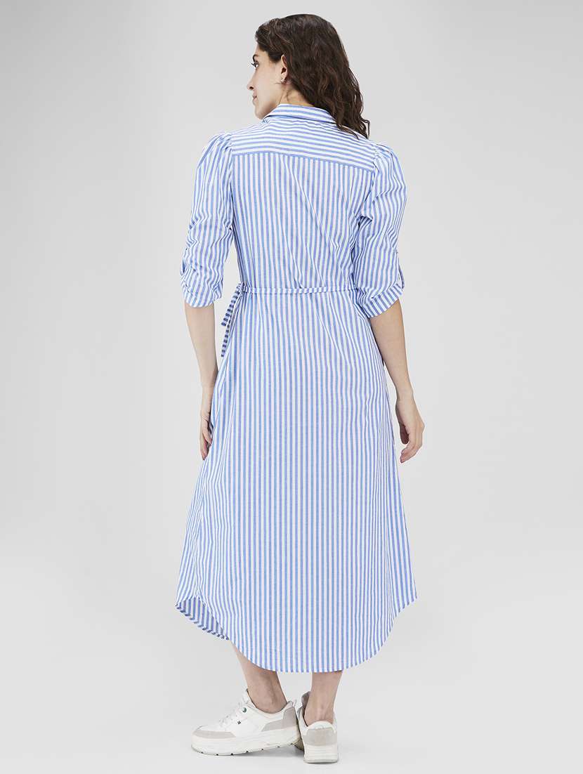 women striped roll-up sleeves shirt dress - 21840368 -  Standard Image - 2