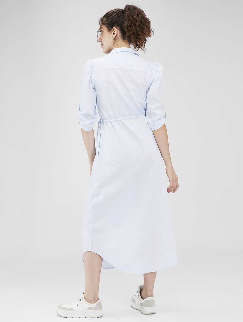 women collared puff sleeves shirt dress - 21840369 -  Standard Image - 2