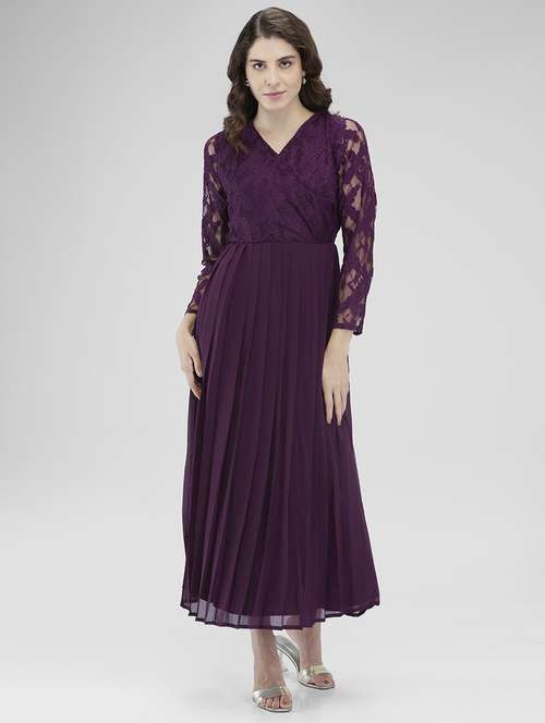 women lace detailed long sleeves fit & flare dress - 21840377 - Standard Image - 0