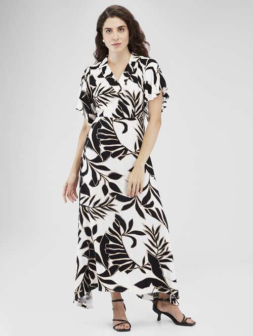 women printed flared sleeves asymmetric dress - 21840406 -  Standard Image - 0