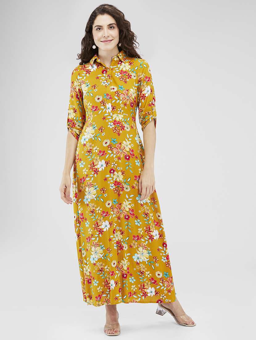 women floral printed collared a-line dress - 21840418 -  Zoom Image - 0