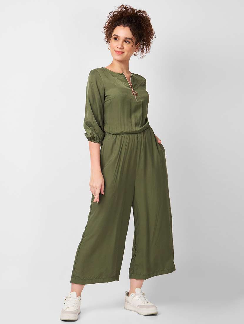women solid round neck full length jumpsuit - 21840474 -  Standard Image - 2
