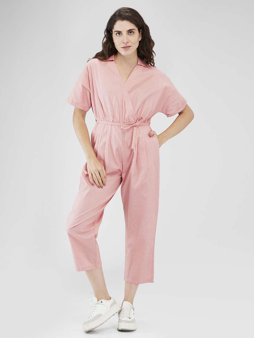 women solid batwing sleeves jumpsuit - 21840478 - Zoom Image - 0