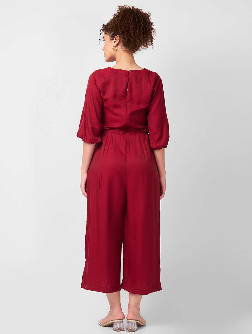 women solid round neck full length jumpsuit - 21840490 - Standard Image - 2