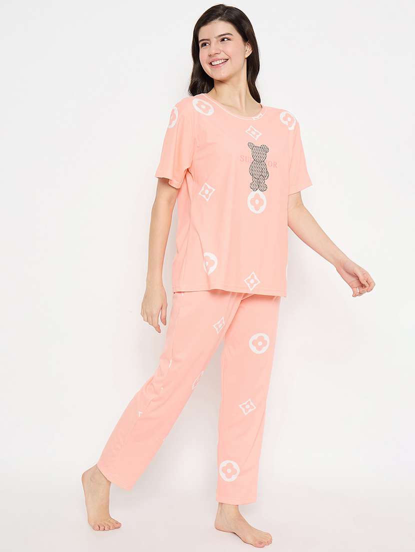 women printed short sleeve pyjama set nightwear  - 21840500 -  Standard Image - 2