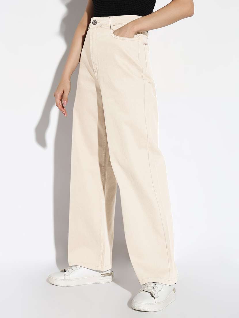 women solid high rise wide leg jean - 21840562 -  Standard Image - 2