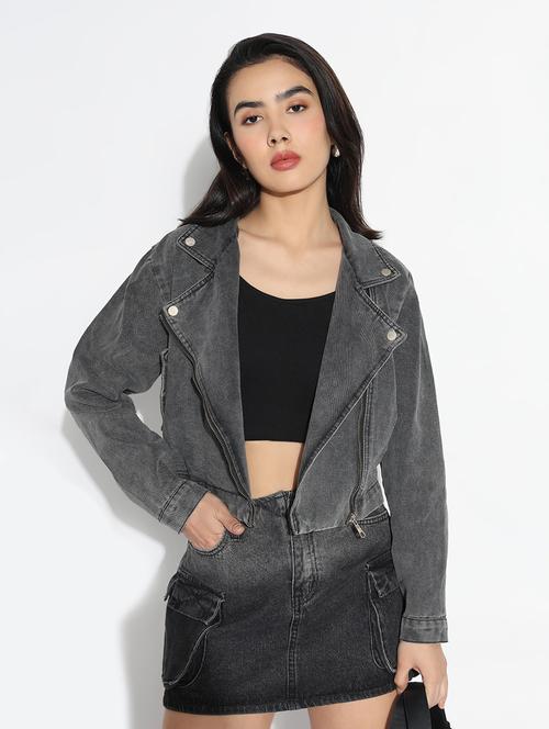 grey denim jacket - 21840565 - Standard Image - 0