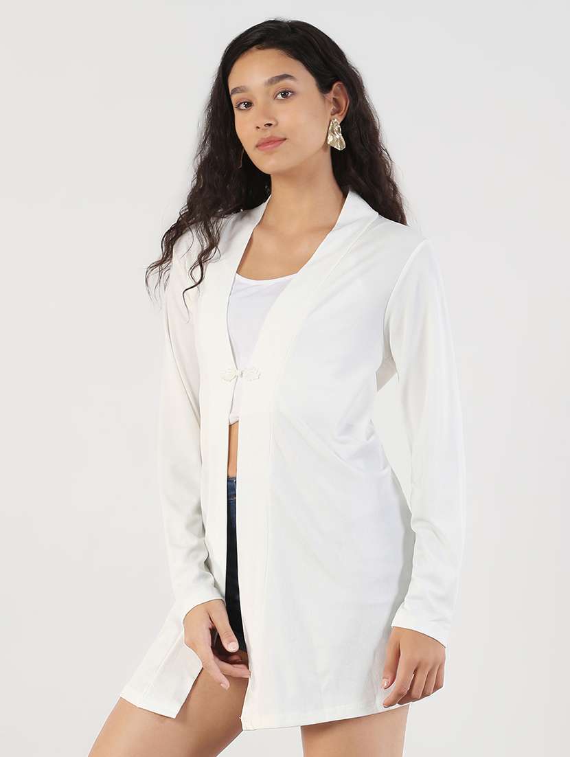 women solid white long sleeves regular shrug - 21840573 -  Standard Image - 2