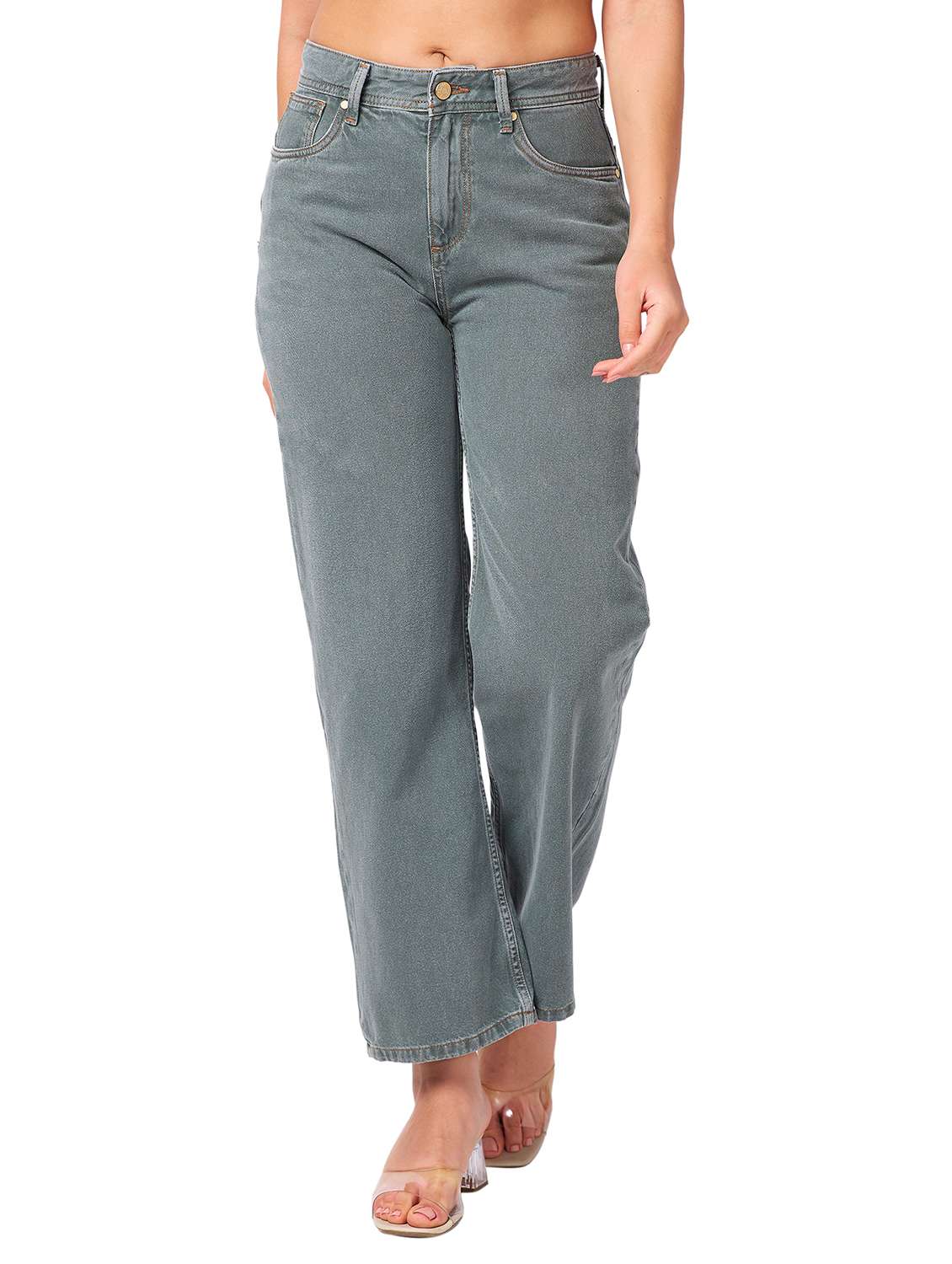 women solid mid rise straight fit jean - 21840623 - Zoom Image - 0
