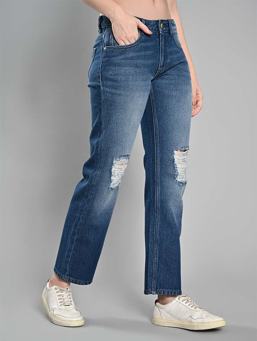 women distress mid rise straight fit jean - 21840659 - Standard Image - 2