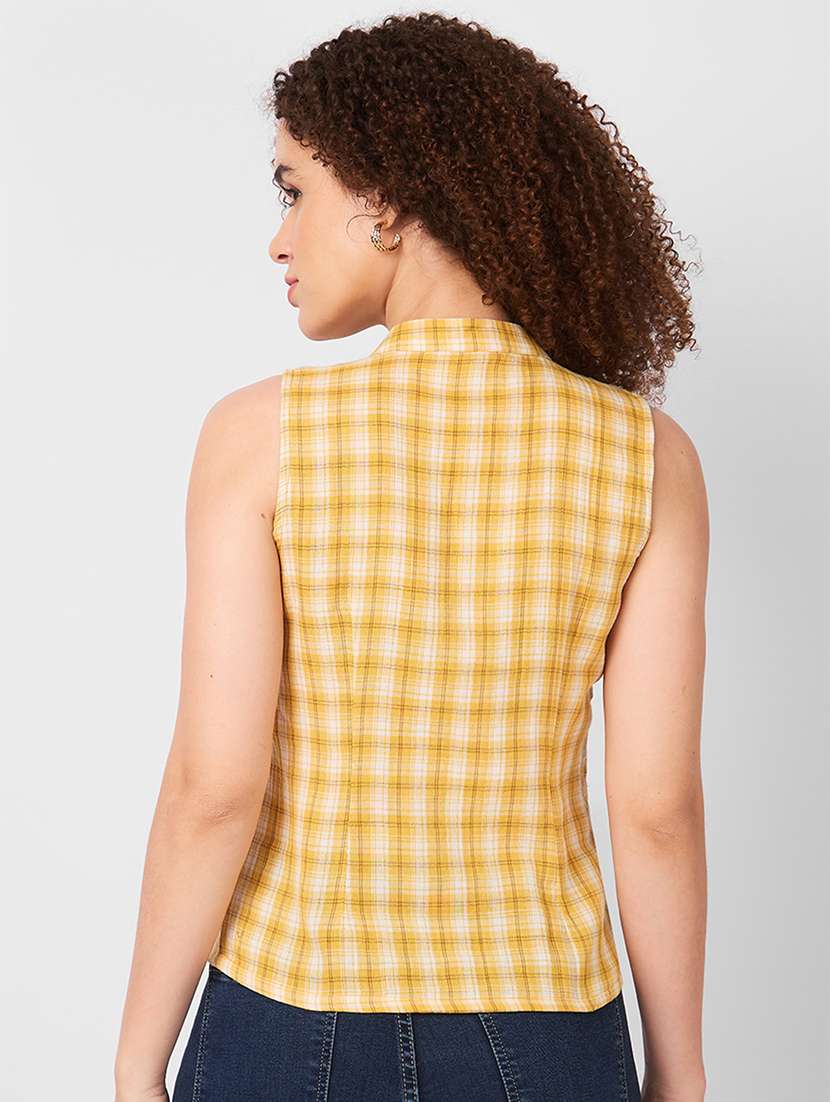 women checkered sleeveless regular top - 21840731 - Standard Image - 2