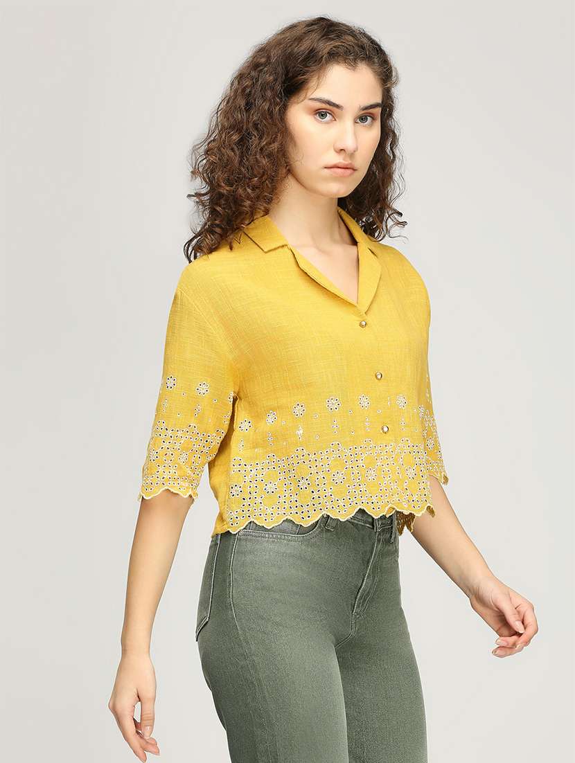 women schiflli detailed crop top - 21840765 -  Standard Image - 2