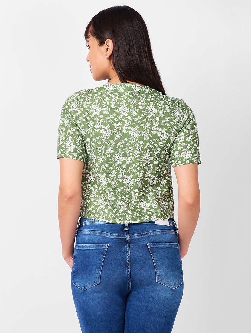 women floral printed short sleeves regular top - 21840780 -  Standard Image - 2