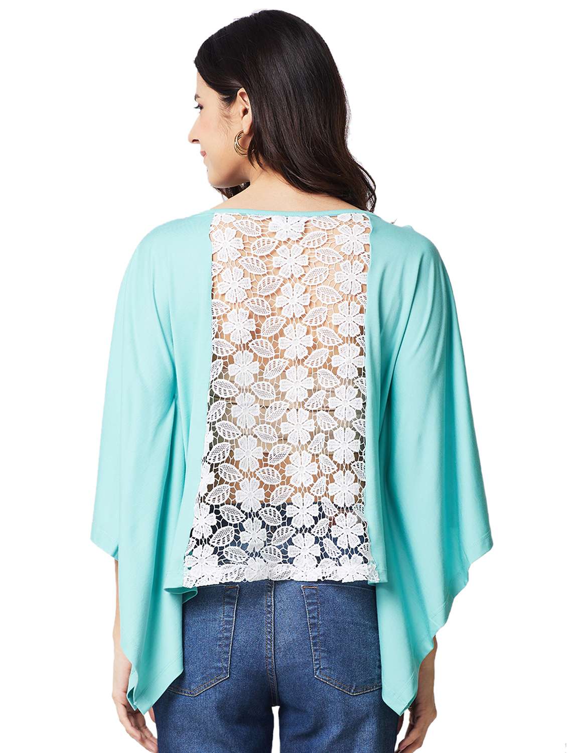 women solid lace detailed regular top - 21840824 - Standard Image - 2
