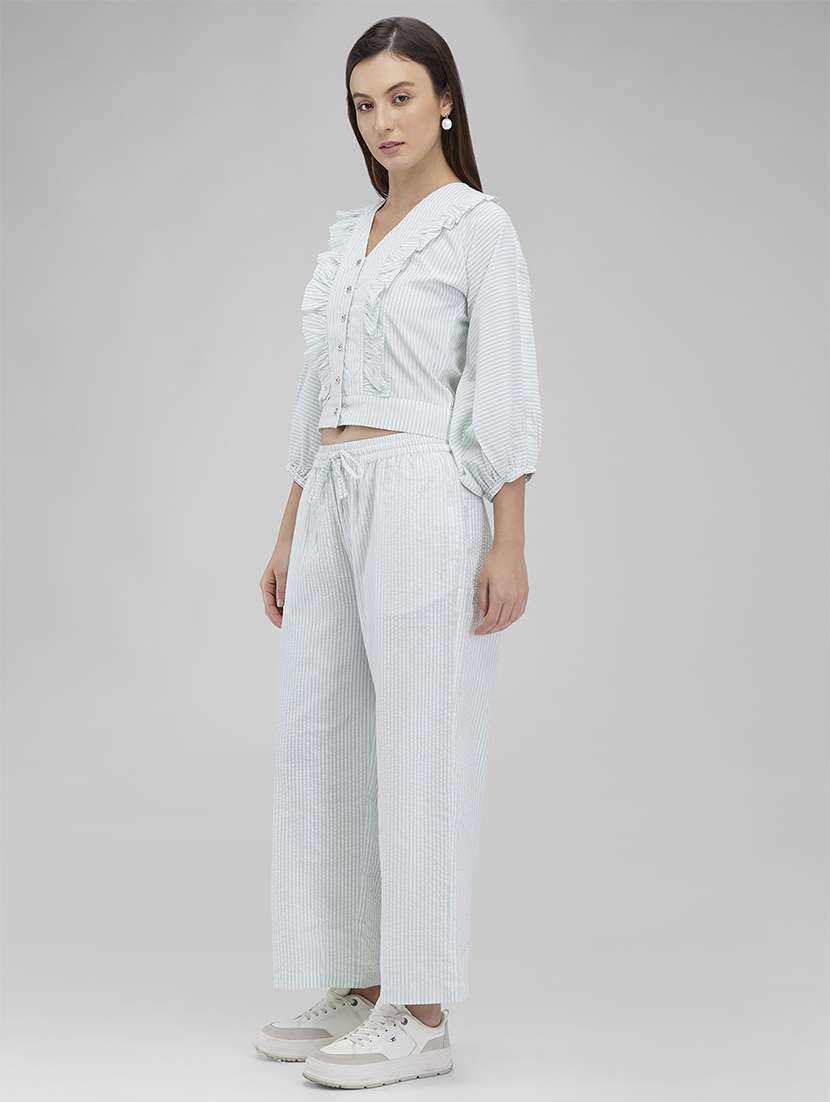 women striped shirt and trouser co-ords set - 21840852 - Standard Image - 2