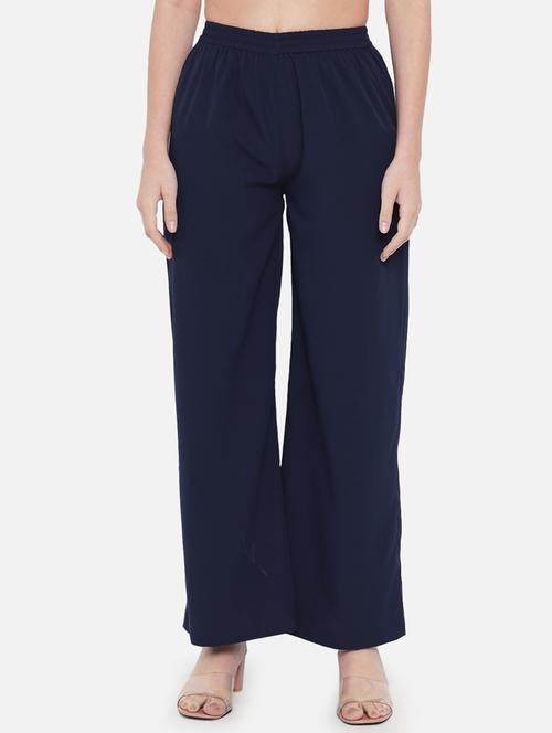 women solid high rise straight palazzo - 21840855 - Standard Image - 0