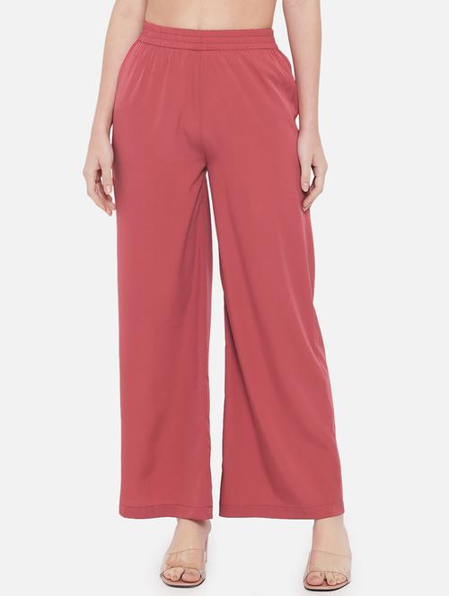 women solid high rise straight palazzo - 21840857 -  Standard Image - 0