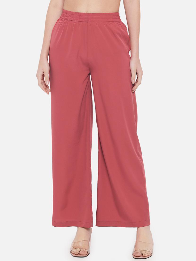 women solid high rise straight palazzo - 21840857 -  Zoom Image - 0