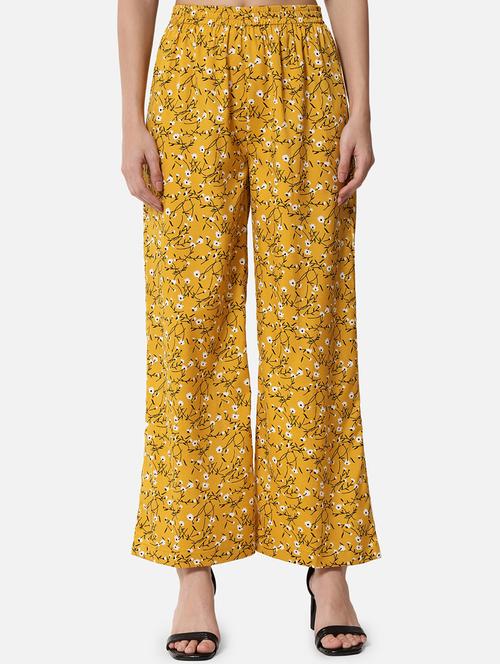 women printed high rise straight palazzo - 21840861 - Standard Image - 0