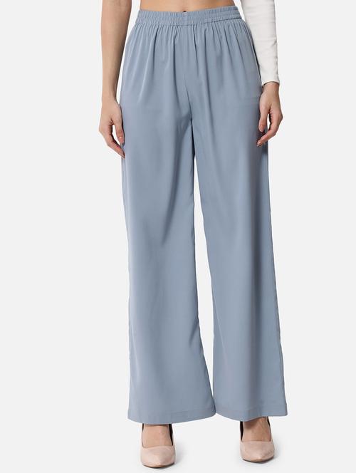 women solid high rise straight palazzo - 21840863 - Standard Image - 0