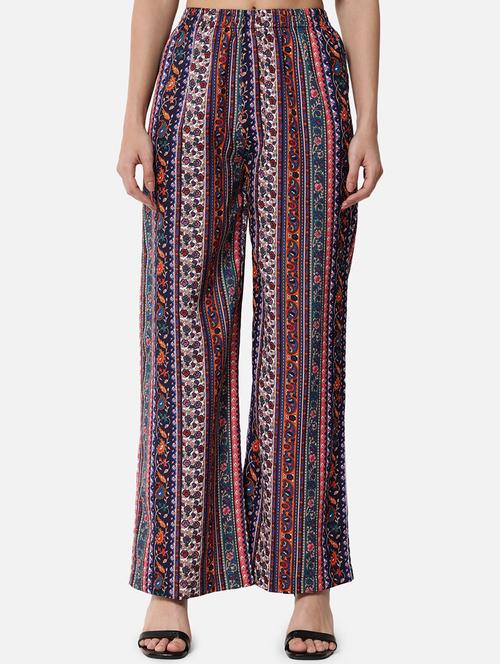 women printed high rise straight palazzo - 21840865 - Standard Image - 0