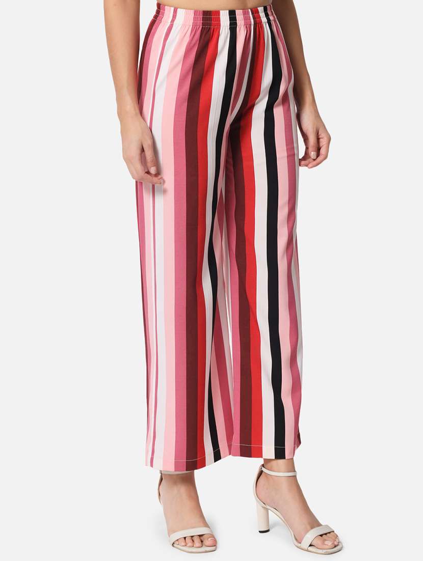 women striped high rise straight palazzo - 21840867 - Standard Image - 2