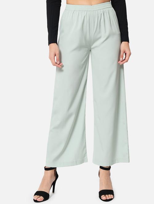 women solid mid rise straight palazzo - 21840870 -  Standard Image - 0
