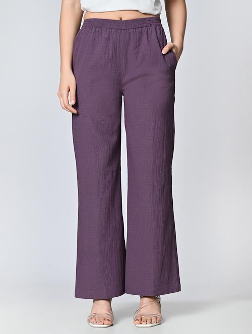 women solid mid rise straight palazzo - 21840880 -  Standard Image - 0