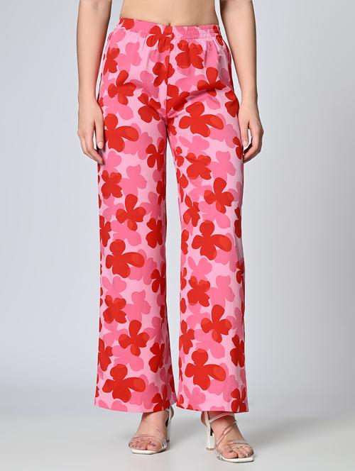 women printed high rise straight palazzo - 21840881 -  Standard Image - 0