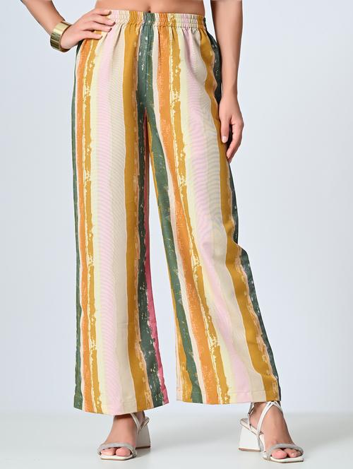 women printed high rise straight palazzo - 21840885 -  Standard Image - 0