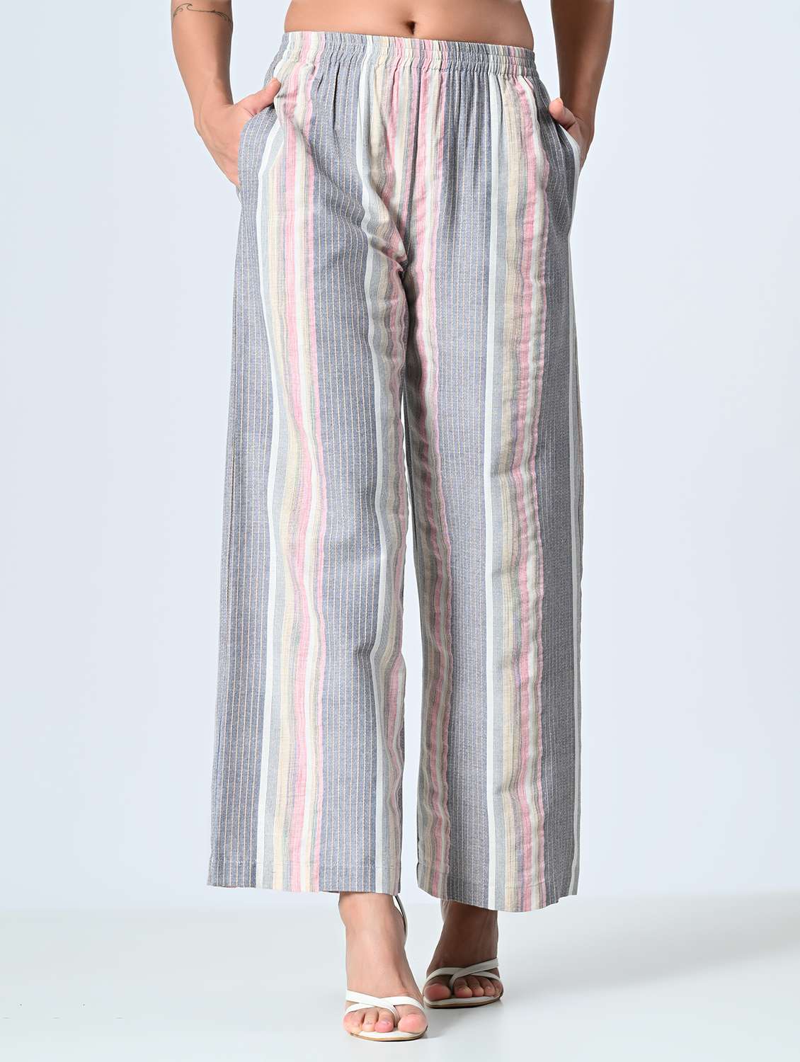 women printed high rise straight palazzo