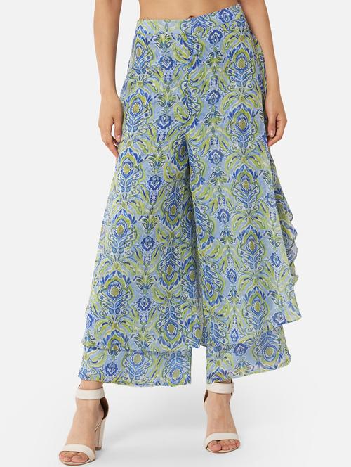 women printed high rise ruffled palazzo - 21840893 -  Standard Image - 0
