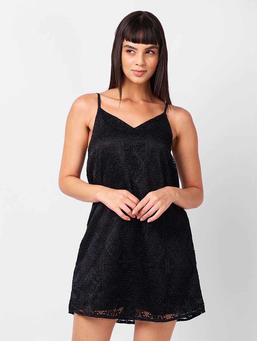 women laced shoulder strap a-line dress - 21840900 - Zoom Image - 0