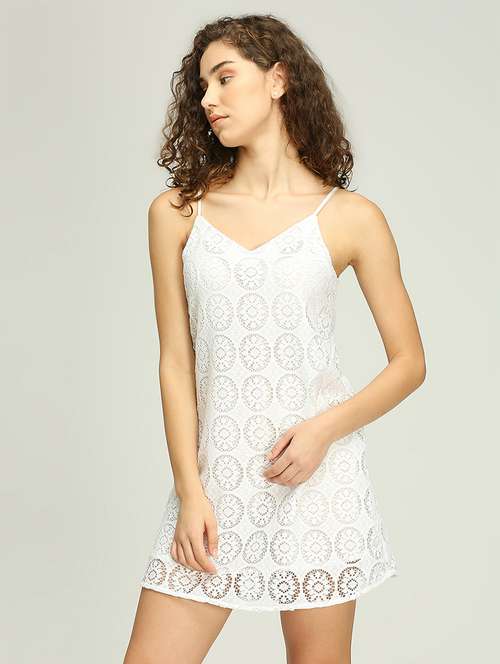 women laec shoulder strap a-line dress - 21840915 - Standard Image - 0