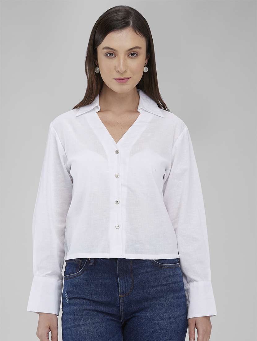 women solid long sleeve regualr fit shirt