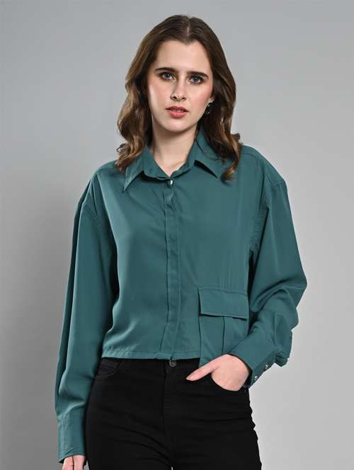 women solid long sleeve regualr fit shirt - 21840963 -  Standard Image - 0