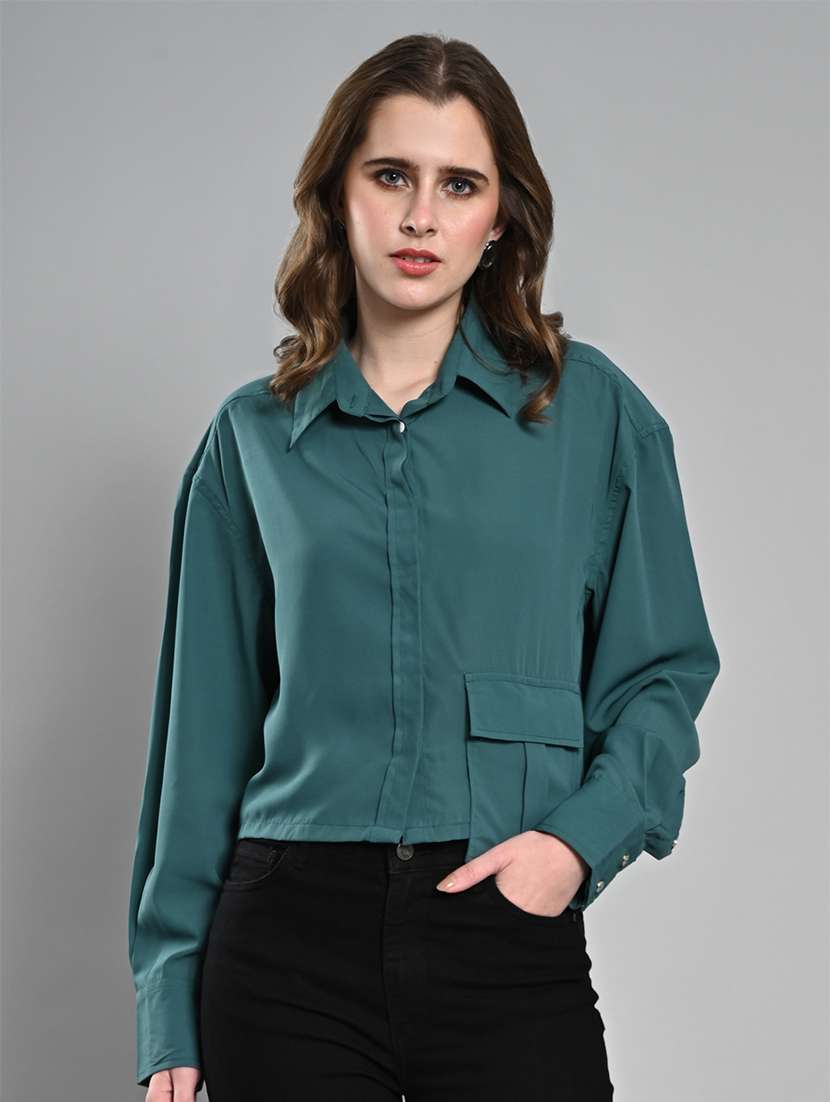 women solid long sleeve regualr fit shirt